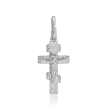 обзорное фото Маленький серебряный крестик с алмазной гранью 037404  Серебряные подвески крестики