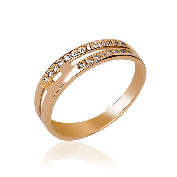 Золотое кольцо две дорожки с фианитами 032779 детальное изображение ювелирного изделия Золотые кольца с фианитом Золотое кольцо две дорожки с фианитами 032779 детальное изображение ювелирного изделия Золотые кольца с фианитом
