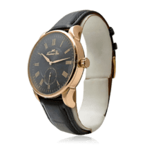 обзорное фото Часы мужские наручные золотые с кожаным ремешком 036267  Мужские золотые часы