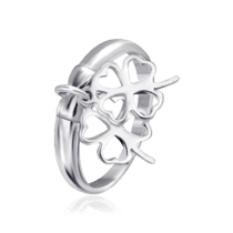 обзорное фото Серебряное кольцо с подвеской Клевером 031237  Серебряные кольца без вставок