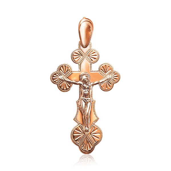 Нательный золотой крестик с Распятием 028748 детальное изображение ювелирного изделия Детский золотой крестик Нательный золотой крестик с Распятием 028748 детальное изображение ювелирного изделия Детский золотой крестик