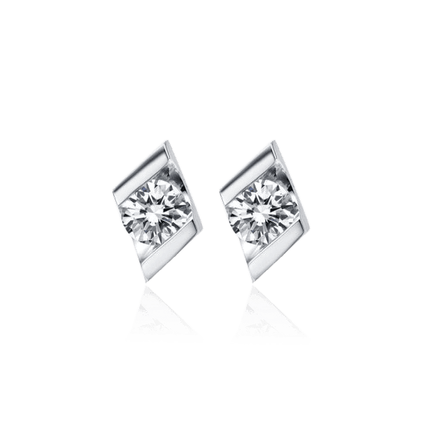 Серьги из белого золота Геометрия с бриллиантом 029749 детальное изображение ювелирного изделия Золотые серьги Серьги из белого золота Геометрия с бриллиантом 029749 детальное изображение ювелирного изделия Золотые серьги