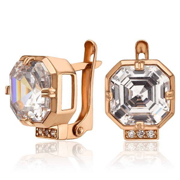 Золотые сережки с крупным фианитом 034530 детальное изображение ювелирного изделия Золотые серьги с фианитом Золотые сережки с крупным фианитом 034530 детальное изображение ювелирного изделия Золотые серьги с фианитом