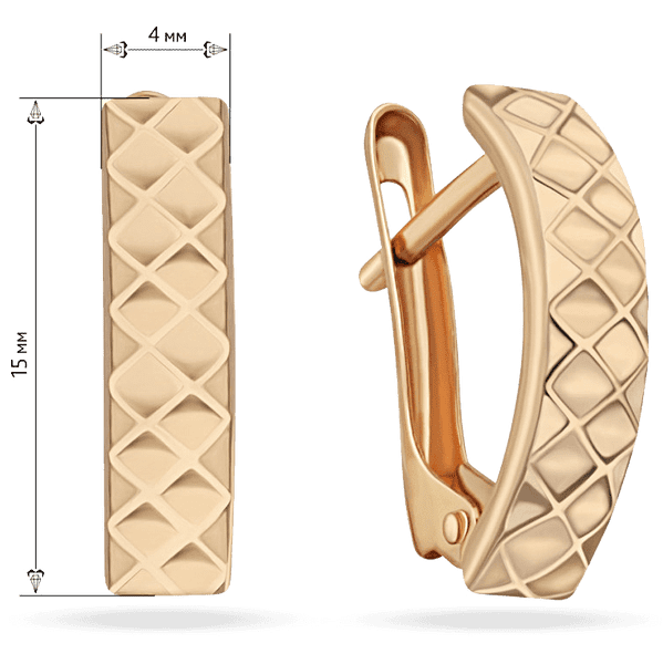 Золоті сережки з алмазним гравіюванням 029071 детальне зображення ювелірного виробу Золоті сережки з алмазним гравіюванням 029071 детальне зображення ювелірного виробу