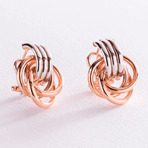 обзорное фото Стильные серьги узелки Шерон в комбинированном золоте, с итальянской застёжкой 029175 Золотые серьги без вставок обзорное фото Стильные серьги узелки Шерон в комбинированном золоте, с итальянской застёжкой 029175  Золотые серьги без вставок