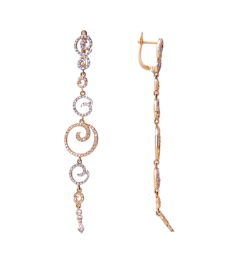 Золотые серьги-подвески с фианитами 026480 детальное изображение ювелирного изделия Золотые серьги с фианитом Золотые серьги-подвески с фианитами 026480 детальное изображение ювелирного изделия Золотые серьги с фианитом