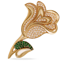 обзорное фото Золотая брошка Роза с блестящими фианитами 034068 Золотые броши обзорное фото Золотая брошка Роза с блестящими фианитами 034068  Золотые броши