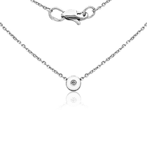 обзорное фото Колье из белого золота с одним камнем 034084 Золотые цепочки обзорное фото Колье из белого золота с одним камнем 034084  Золотые цепочки