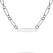 обзорное фото Молодежное серебряное колье с глянцевой пластиной без вставок 925 проба 039825 Серебряные колье обзорное фото Молодежное серебряное колье с глянцевой пластиной без вставок 925 проба 039825  Серебряные колье