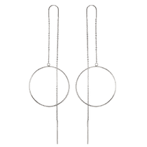 обзорное фото Длинные серьги протяжки с кольцом в белом золоте 034025 Золотые серьги обзорное фото Длинные серьги протяжки с кольцом в белом золоте 034025  Золотые серьги