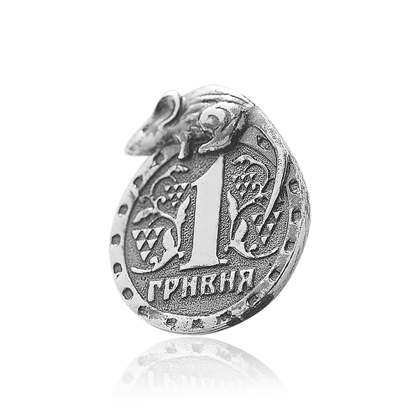 Гаманцевий талісман миша з монетою 034047 детальне зображення ювелірного виробу Гаманцевий талісман миша з монетою 034047 детальне зображення ювелірного виробу