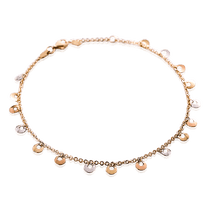 обзорное фото Браслет на ногу из комбинированного золота Кружочки и Хамса 032878 Золотые браслеты на ногу обзорное фото Браслет на ногу из комбинированного золота Кружочки и Хамса 032878  Золотые браслеты на ногу