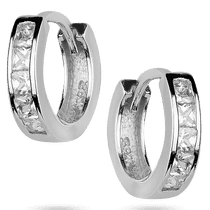 обзорное фото Детские серебряные серьги кольца на английский застежке с фианитами 039616 Серебряные серьги с камнями обзорное фото Детские серебряные серьги кольца на английский застежке с фианитами 039616  Серебряные серьги с камнями