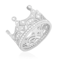 обзорное фото Серебряное кольцо Корона с фианитами 024691  Серебряные кольца с фианитом