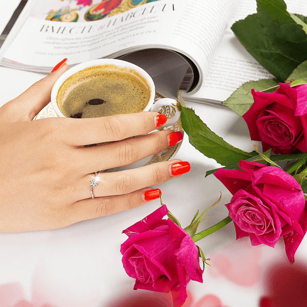 Кольцо в белом золоте с бриллиантом 024093 Кольцо в белом золоте с бриллиантом 024093