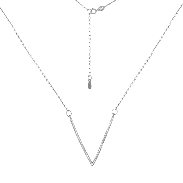 Серебряное колье V с фианитами 024723 детальное изображение ювелирного изделия Серебряные колье Серебряное колье V с фианитами 024723 детальное изображение ювелирного изделия Серебряные колье