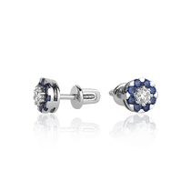 обзорное фото Серьги с бриллиантами и сапфирами 023139 Золотые серьги с сапфиром обзорное фото Серьги с бриллиантами и сапфирами 023139  Золотые серьги с сапфиром