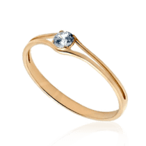обзорное фото Золотое кольцо для помолвки с фианитом 034505  Золотые кольца