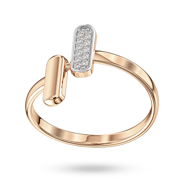 Золота асиметрична каблучка Діалог з фіанітами купити Золота асиметрична каблучка Діалог з фіанітами купити