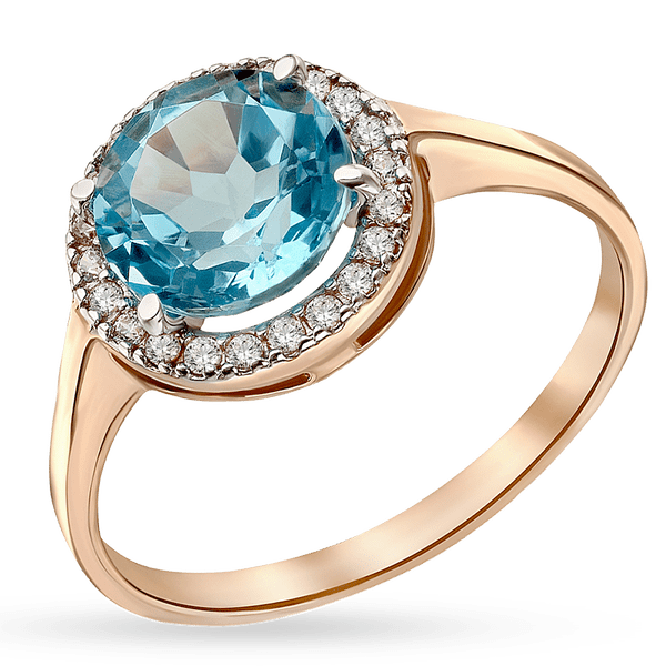 Кольцо золотое с круглым топазом и фианитами 035515 детальное изображение ювелирного изделия Золотые кольца с топазом Кольцо золотое с круглым топазом и фианитами 035515 детальное изображение ювелирного изделия Золотые кольца с топазом