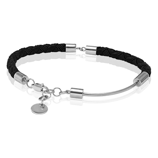 Плетеный браслет с серебряной вставкой 034550 детальное изображение ювелирного изделия Серебряные браслеты Плетеный браслет с серебряной вставкой 034550 детальное изображение ювелирного изделия Серебряные браслеты