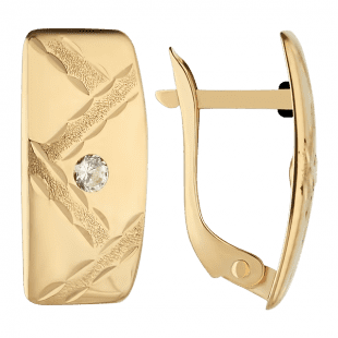 Золотые серьги с цирконием 1,3,0708-5 детальное изображение ювелирного изделия Золотые серьги с фианитом