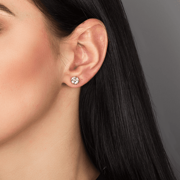 Серьги гвоздики из красного золота с фианитом 030735 Серьги гвоздики из красного золота с фианитом 030735