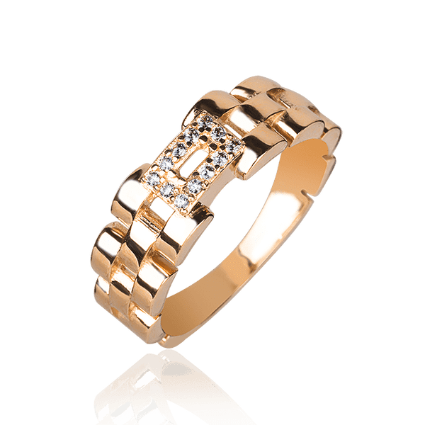 Золотое кольцо Ролекс с фианитами 032768 детальное изображение ювелирного изделия Золотые кольца