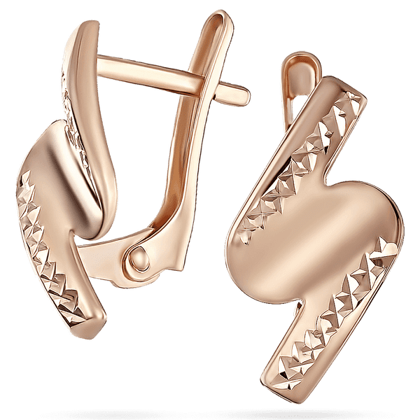 Золотые серьги с алмазной гранью Зигзаг 032250 детальное изображение ювелирного изделия Золотые серьги без вставок Золотые серьги с алмазной гранью Зигзаг 032250 детальное изображение ювелирного изделия Золотые серьги без вставок