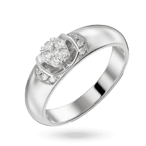 обзорное фото Кольцо "Бриллиантовый Букет" в белом золоте 041026  Золотые кольца с бриллиантами