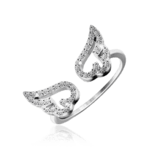 обзорное фото Фаланговое кольцо Крылья с фианитами 035652  Серебряные кольца