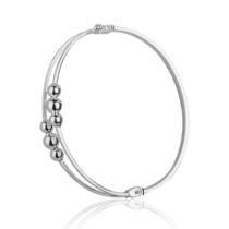 обзорное фото Жесткий серебряный браслет без вставок 027739  Серебряные женские браслеты
