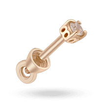 обзорное фото Единичная детская серьга - пусета с маленьким белым фианитом в красном золоте 040890 Золотые серьги с фианитом обзорное фото Единичная детская серьга - пусета с маленьким белым фианитом в красном золоте 040890  Золотые серьги с фианитом