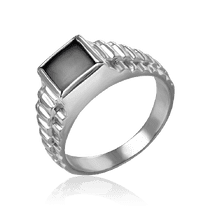обзорное фото Мужская серебряная печатка с агатом 034759 Серебряные кольца обзорное фото Мужская серебряная печатка с агатом 034759  Серебряные кольца