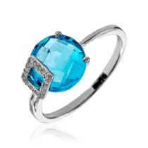 обзорное фото Женское кольцо с топазом и бриллиантами 036751  Золотые кольца