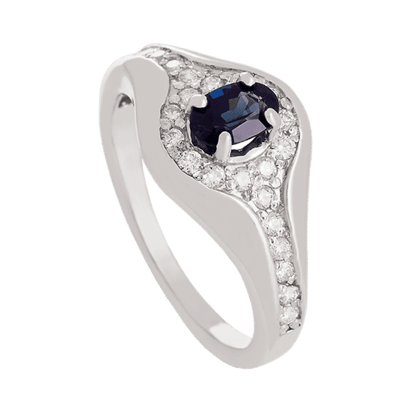 Кольцо в белом золоте с сапфиром и бриллиантами 026551 детальное изображение ювелирного изделия Золотые кольца с сапфиром Кольцо в белом золоте с сапфиром и бриллиантами 026551 детальное изображение ювелирного изделия Золотые кольца с сапфиром