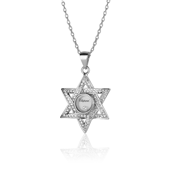 Серебряное колье Звезда в стиле Chopard с фианитами 027407 детальное изображение ювелирного изделия Серебряные колье Серебряное колье Звезда в стиле Chopard с фианитами 027407 детальное изображение ювелирного изделия Серебряные колье