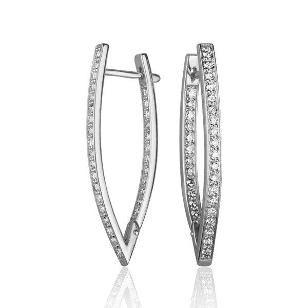 Серьги из белого золота с бриллиантами 027274 детальное изображение ювелирного изделия Золотые серьги с бриллиантами Серьги из белого золота с бриллиантами 027274 детальное изображение ювелирного изделия Золотые серьги с бриллиантами