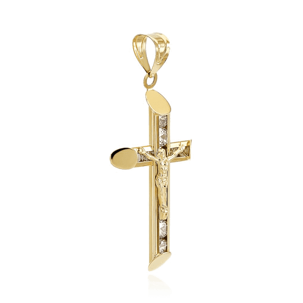 крест из желтого золота с фианитами крест из желтого золота с фианитами