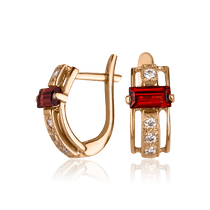 обзорное фото Золотые серьги с гранатом 501610Н Золотые серьги с гранатом обзорное фото Золотые серьги с гранатом 501610Н  Золотые серьги с гранатом