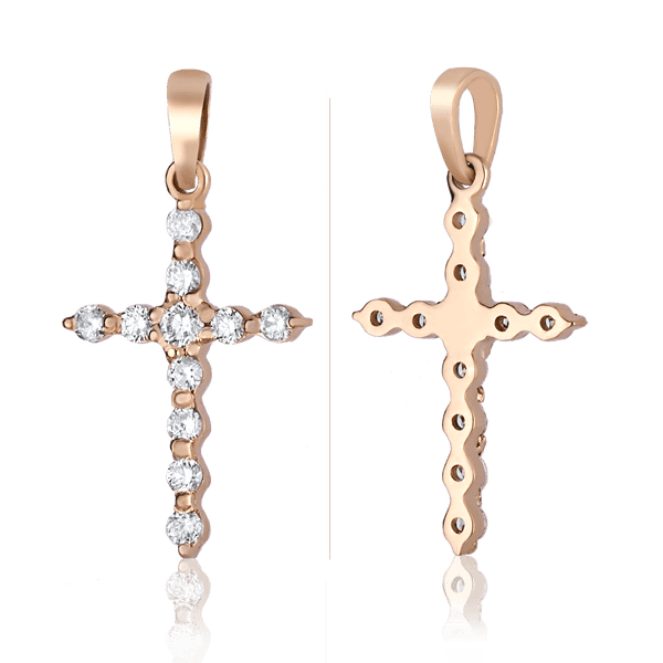 Крестик в красном золоте с бриллиантами 026358 детальное изображение ювелирного изделия Декоративные золотые крестики Крестик в красном золоте с бриллиантами 026358 детальное изображение ювелирного изделия Декоративные золотые крестики