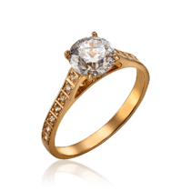 обзорное фото Золотое кольцо дорожка с крупным фианитом посредине 034121  Золотые кольца