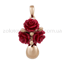 обзорное фото Золотой подвес 431303к  Золотые кулоны с кораллом
