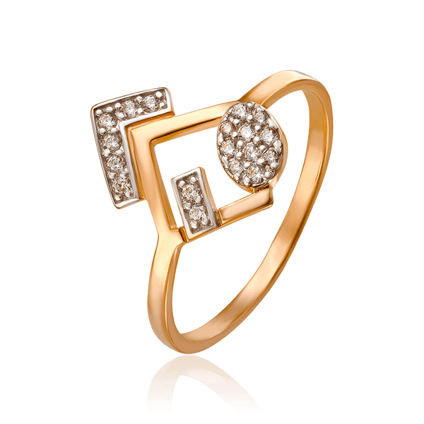 Модное золотое кольцо абстракция с фианитами 033641 детальное изображение ювелирного изделия Золотые кольца Модное золотое кольцо абстракция с фианитами 033641 детальное изображение ювелирного изделия Золотые кольца