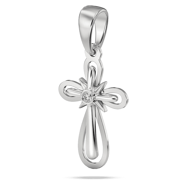 Элегантный подвес в белом золоте Двойной крест со звездой и центральным бриллиантом 040463 детальное изображение ювелирного изделия Декоративные золотые крестики Элегантный подвес в белом золоте Двойной крест со звездой и центральным бриллиантом 040463 детальное изображение ювелирного изделия Декоративные золотые крестики