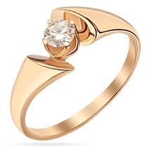 оглядове фото Незвична золота каблучка для пропозиції з діамантом 035452