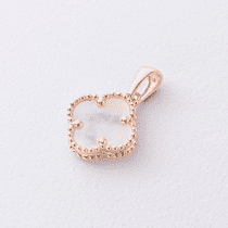 обзорное фото Подвеска "Клевер" в желтом золоте с перламутром 041074  Подарки для души