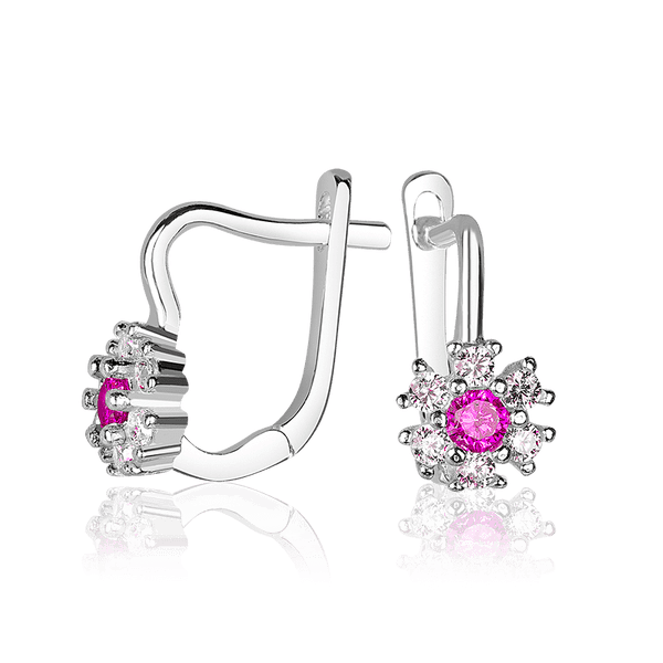 Серебряные детские серьги с малиновым фианитом цветочек 037572 детальное изображение ювелирного изделия Детские серебряные серьги  Серебряные детские серьги с малиновым фианитом цветочек 037572 детальное изображение ювелирного изделия Детские серебряные серьги