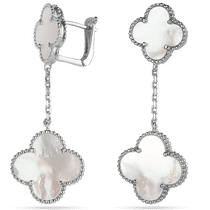 обзорное фото Серьги Клевер с перламутром 925 пробы 039358 Серебряные серьги с камнями обзорное фото Серьги Клевер с перламутром 925 пробы 039358  Серебряные серьги с камнями