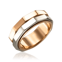 обзорное фото Обручальное кольцо из комбинированного золота гайка 035155 Золотые кольца обзорное фото Обручальное кольцо из комбинированного золота гайка 035155  Золотые кольца